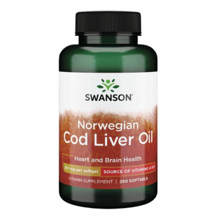 Norwegian Cod Liver Oil - 350mg (рыбий жир) - 250Sgels 100-30-7459957-20 фото