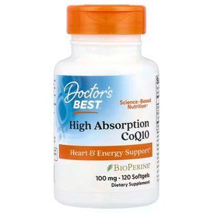 Коензим Q10, High Absorption CoQ10, Doctor's Best, з високим ступенем засвоєння, 100 мг, 120 гелевих капсул DRB-00183 фото