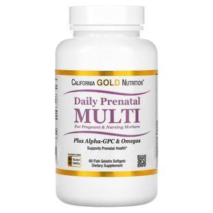 Мультивитамины для беременных, Prenatal MultiVitamin, California Gold Nutrition, 60 желатиновых капсул CGN01345 фото