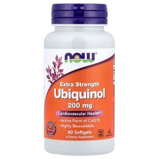Убіхінол, Ubiquinol, Now Foods, екстра сила, 200 мг, 60 гелевих капсул NOW-03144 фото