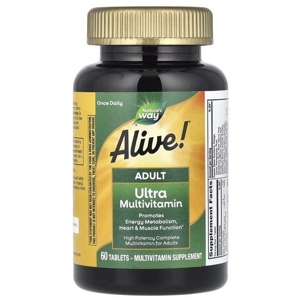 Мультивитамины для взрослых, Alive! Adult Ultra Potency Complete Multivitamin, Nature's Way, 60 Таблеток NWY15679 фото