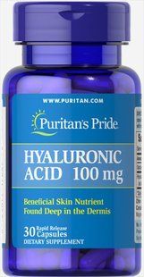 Гиалуроновая кислота, Hyaluronic Acid, Puritan's Pride, 100 мг, 30 капсул PTP-17687 фото