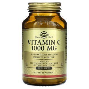 Вітамін С, Vitamin C, Solgar, 1000 мг, 90 таблеток SOL-03275 фото