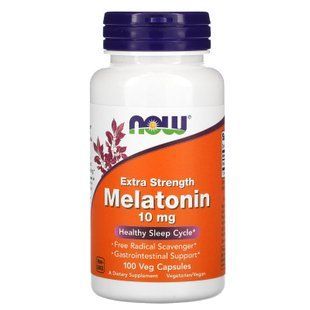 Мелатонин, Melatonin, NOW Foods, дополнительная сила, 10 мг, 100 вегетарианских капсул NOW-03557 фото