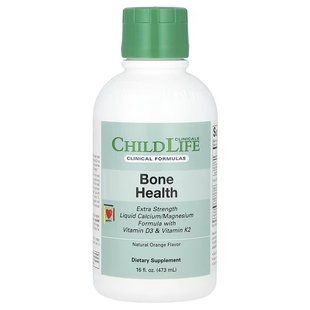 Кальцій та магній з вітамінами D3 та K2, смак апельсину, Liquid Calcium/Magnesium Formula with Vitamin D3 & Vitamin K2, ChildLife Clinicals, 473 мл CLC30702 фото