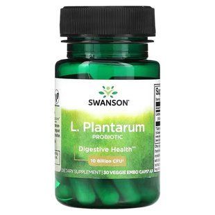 Пробіотики (ацидофільні лактобактерії), L. Plantarum Probiotic, Swanson, 10 млрд КУО, 30 вегетаріанських капсул з ЕМБО SWV-19016 фото