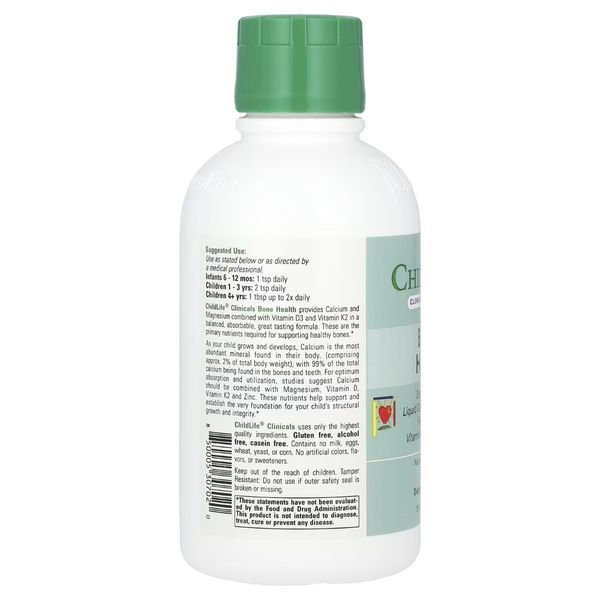 Кальцій та магній з вітамінами D3 та K2, смак апельсину, Liquid Calcium/Magnesium Formula with Vitamin D3 & Vitamin K2, ChildLife Clinicals, 473 мл CLC30702 фото