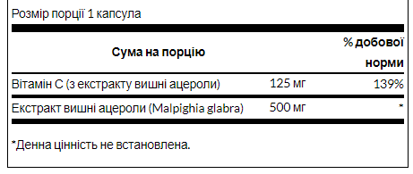 Ацерола Acerola 500 mg - 60 caps 100-39-6588213-20 фото