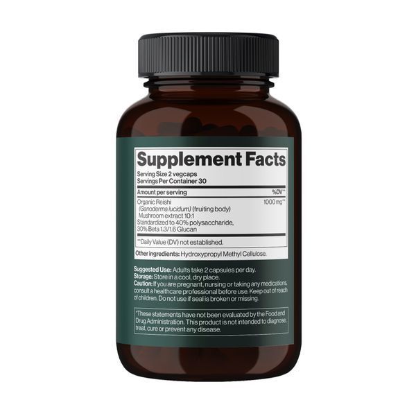 Reishi Mushroom 1000 mg (гриб рейші) - 60 vegcaps 2023-10-4389 фото