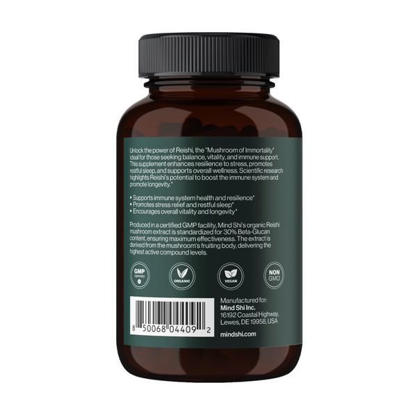 Reishi Mushroom 1000 mg (гриб рейші) - 60 vegcaps 2023-10-4389 фото