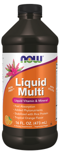 Мультивитамины, Liquid Multi, Now Foods, жидкие, без железа, тропический апельсин, 473 мл NOW-03772 фото