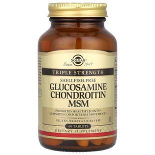 Глюкозамин хондроитин МСМ, Glucosamine Chondroitin MSM, Solgar, тройная сила, 60 таблеток SOL-01318 фото
