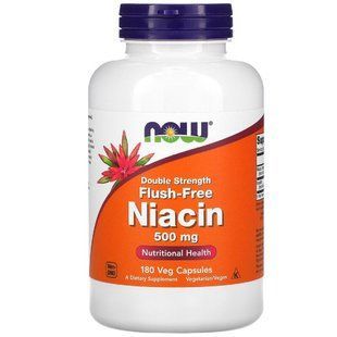 Ниацин (В3), No-Flush Niacin, Now Foods, 500 мг, 180 вегетарианских капсул NF0500 фото
