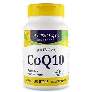 Коэнзим Q10, CoQ10 (Kaneka Q10), Healthy Origins, оддерживает здоровье сердца и клеточную энергию, 200 мг, 30 гелевых капсул HOG-35047 фото