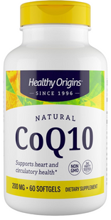 Коэнзим Q10, Kaneka Q10 (CoQ10), Healthy Origins, для здоровья сердца и клеточной энергии, ферментированный дрожжами, 200 мг, 60 гелевых капсул HOG-35048 фото