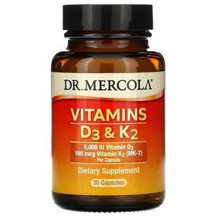 Вітамін D3 і К2, Vitamins D3 & K2, Dr. Mercola, 30 капсул MCL-01691 фото