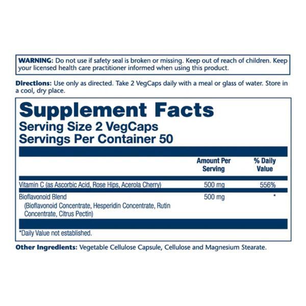 Вітамін C Vitamin C & Bioflavonoids 1:1 500mg - 100 vcaps 2023-10-3153 фото