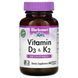 Вітаміни D3 і K2, Vitamins D3 & K2, Bluebonnet Nutrition, 60 вегетаріанських капсул BLB0654 фото 1