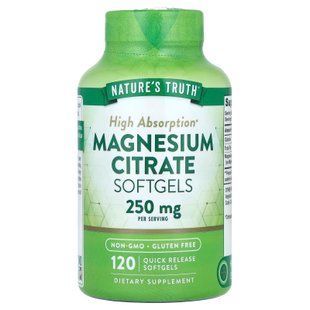 Магній цитрат, Magnesium Citrate, Nature's Truth, 250 мг, 120 гелевих капсул швидкого вивільнення (125 мг в гелевій капсулі) NTH-12346 фото