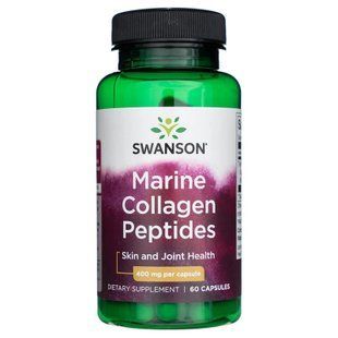 Колагенові пептиди, Collagen Peptides, Swanson, гідролізовані, морські, тип I, 400 мг, 60 капсул SWV-21034 фото