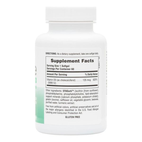 Вітамін D3 Для Імунітету, Natures Plus, 60 Желатинових Капсул NTP41004 фото