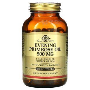 Олія вечірньої примули (Evening Primrose Oil), Solgar, 500 мг, 180 капсул SOL-01043 фото