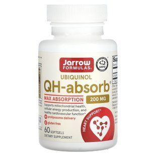 Убіхінол, QH-absorb, Ubiquinol, Jarrow Formulas, 200 мг, 60 гелевих капсул JRW-06026 фото