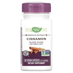 Кориця, екстракт преміум-класу, Cinnamon, Nature's Way, 60 вегетаріанських капсул NWY15492 фото