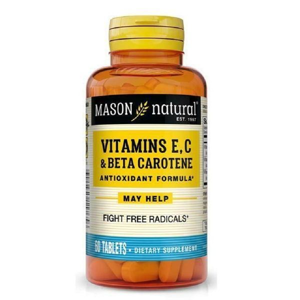 Антиоксидант Вітаміни A, E, C, Vitamin E, C & Beta Carotene, Mason Natural, 60 таблеток MAV11765 фото