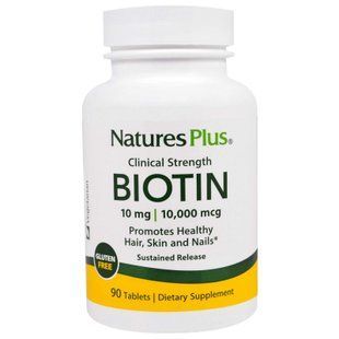 Биотин с замедленным высвобождением, Biotin, Nature's Plus, 10000 мкг, 90 таблеток NAP-01793 фото