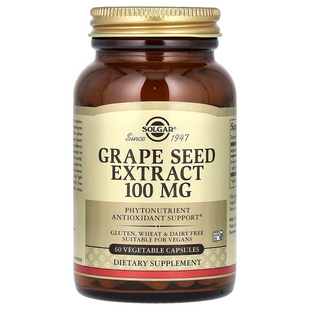 Екстракт виноградних кісточок, Grape Seed, Solgar, 100 мг, 60 вегетаріанських капсул SOL-01356 фото