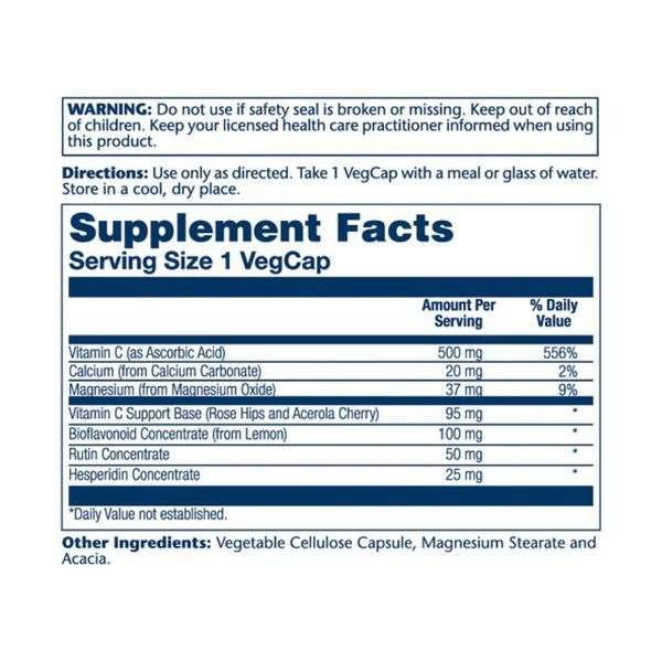 Витамин C Vitamin C with Bioflavonoids 500mg - 250 veg caps 2023-10-3569 фото