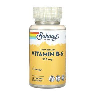 Vitamin B-6 Timed-Release 100mg для нервової системи - 60 vcaps 2023-10-6423 фото