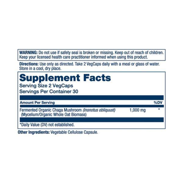 Fermented Chaga Mushroom 1000mg (гриб чага) - 60 vcaps 2023-10-2144 фото