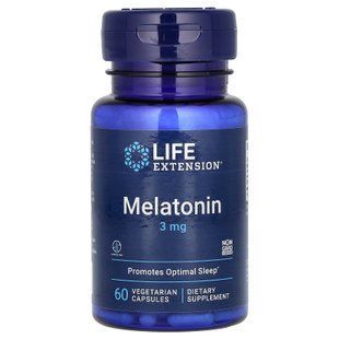 Мелатонин, Melatonin, Life Extension, 3 мг, 60 вегетарианских капсул LEX-33006 фото