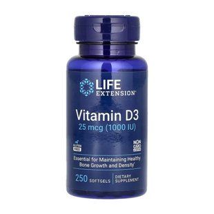 Vitamin D3 25 mcg (1000 IU) (витамин D3) - 250 softgels 2023-10-5143 фото