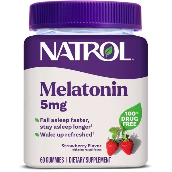 Мелатонін, 5 мг, смак полуниці, Melatonin, Natrol, 60 жувальних таблеток NTL07585 фото