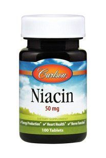 Ниацин (Витамин В3), Niacin, Carlson, 50 мг, 100 таблеток CAR-02760 фото