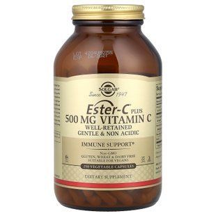 Вітамін С плюс, Ester-C, Plus Vitamin C, Solgar, 500 мг, 250 рослинних капсул SOL-01049 фото