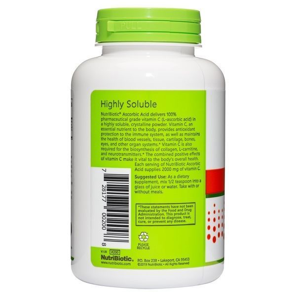 Аскорбиновая кислота в порошке, Витамин C, Ascorbic Acid, 100% Pure Vitamin C, NutriBiotic, 227 гр NBC00200 фото