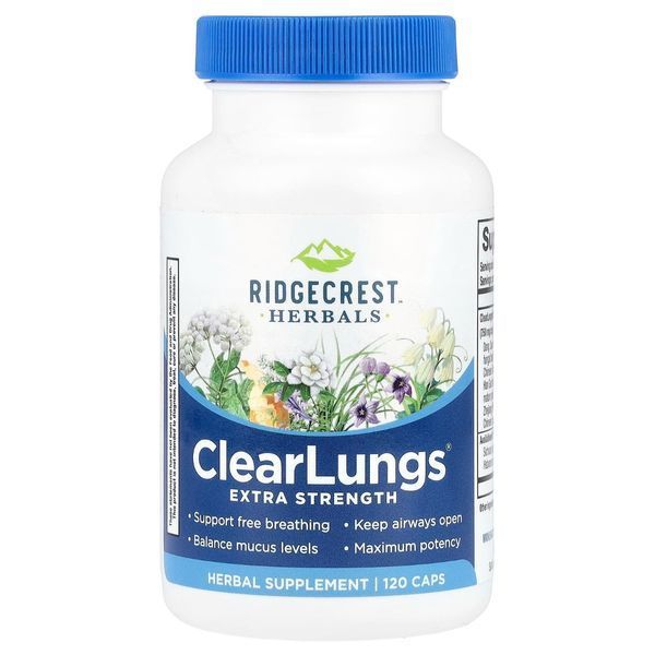 Комплекс для Поддержки Легких, Экстра Сила, Clear Lungs, RidgeCrest Herbals, 120 гелевых капсул RCH156 фото