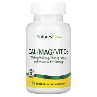 Кальцій, магній, вітамін D3 з вітаміном K2, Cal/Mag/Vit D3 with Vitamin K2, NaturesPlus, 90 таблеток NAP-33646 фото