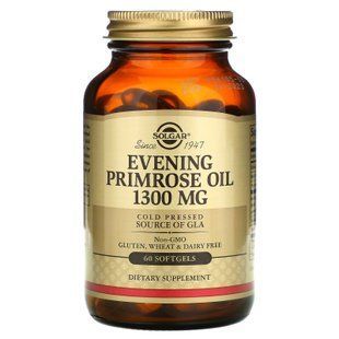Масло вечерней примулы (Evening Primrose Oil), Solgar, 1300 мг, 60 гелевых капсул SOL-01057 фото