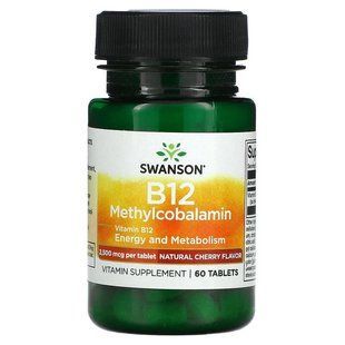 Вітамін В-12 (метилкобаламін), Ultra Vitamin B-12 Methylcobalamin, Swanson, смак вишні, 2500 мкг, 60 таблеток SWV-02783 фото