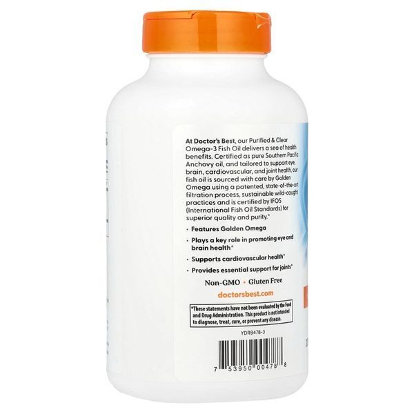 Рыбий жир Омега-3, Doctor's Best, Omega 3 Fish Oil with Goldenomega, 1000 мг, 120 капсул DRB00478 фото