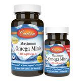 Омега Максимум, 1000 мг, вкус Лимона, Maximum Omega Minis, Carlson, 60+20 желатиновых мини капсул CL18440 фото