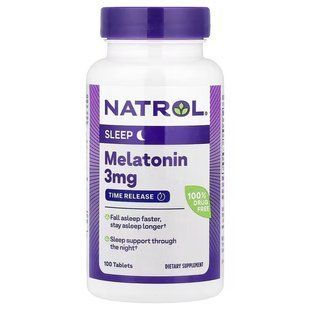 Мелатонин, Медленное высвобождение, Melatonin, Time Release, Natrol, 3 мг, 100 таблеток NTL00458 фото
