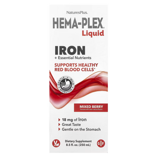 Комплекс витаминов и минералов с железом, Hema-Plex&reg; Liquid, Nature's Plus, ягодный микс, 250 мл NAP-37687 фото