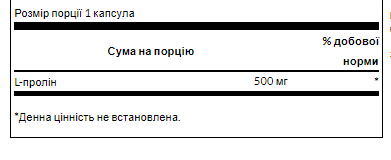 L-Proline 500mg (диетическая добавка) - 100 caps 100-43-5912939-20 фото